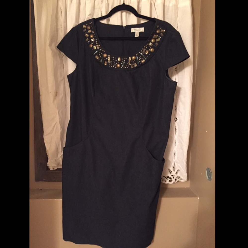Embellished Navy Dress
